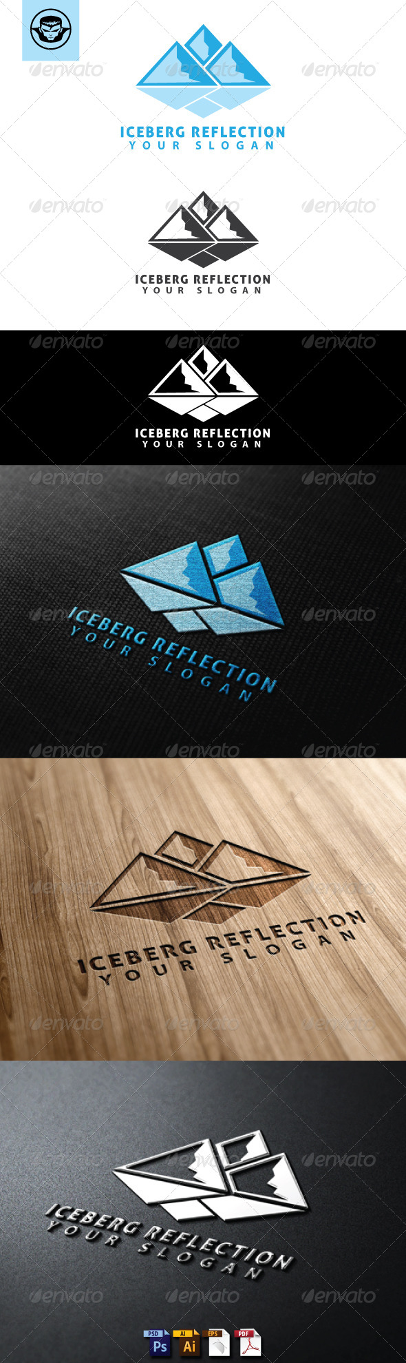 Iceberg Reflection Logo Template - Nature Logo Templates