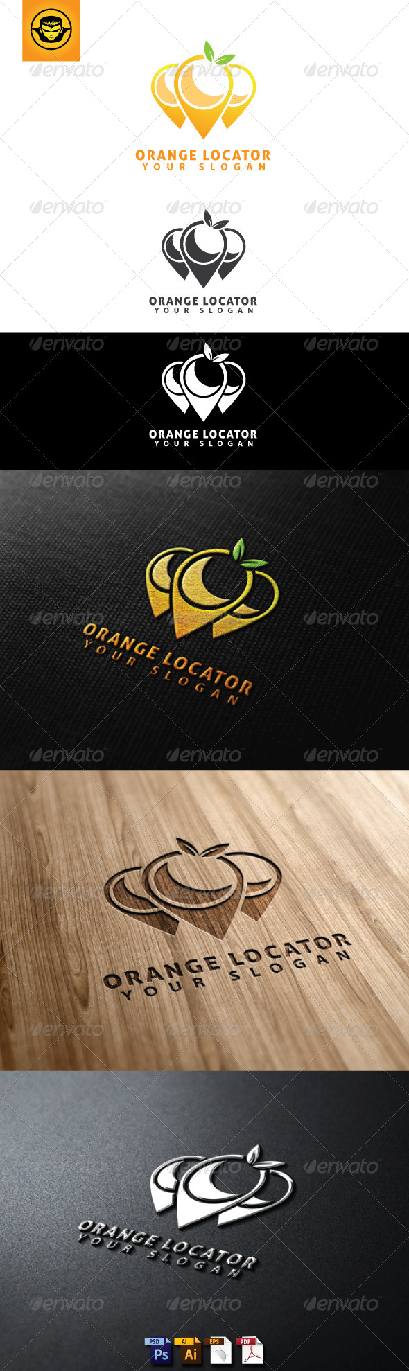 Orange Locator Logo Template - Food Logo Templates