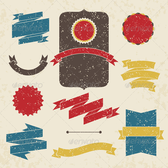 Set of labels and ribbons. - Decorative Symbols Decorative