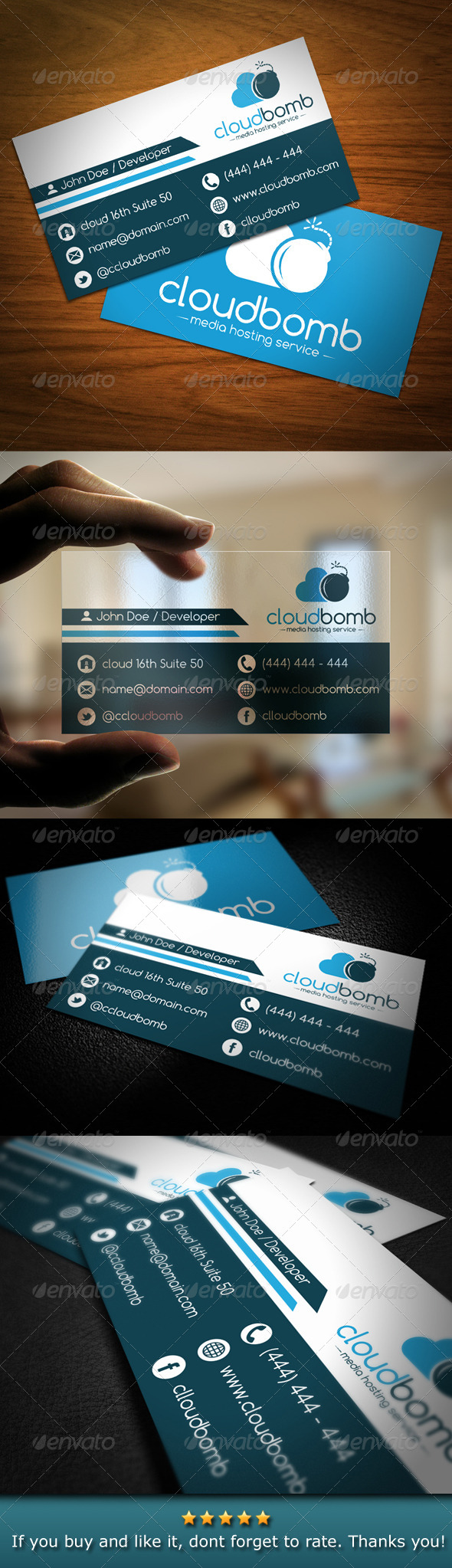Media Cloud Bomb Business Card - Creative Business Cards