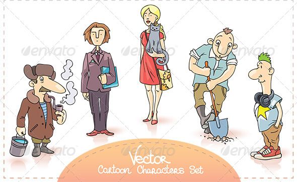 Vector Cartoon Characters Set - People Characters