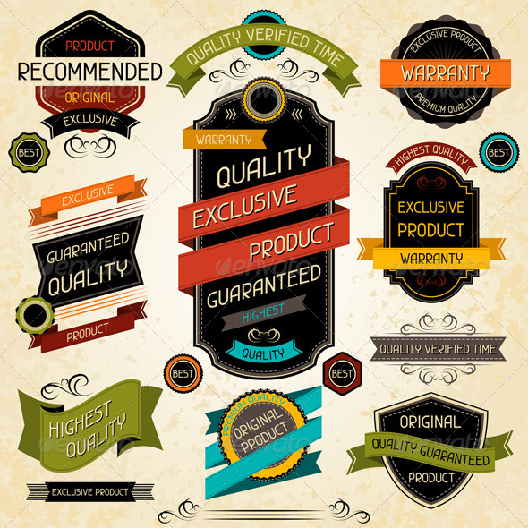 Set of Premium Quality Labels and Stickers. - Retail Commercial / Shopping