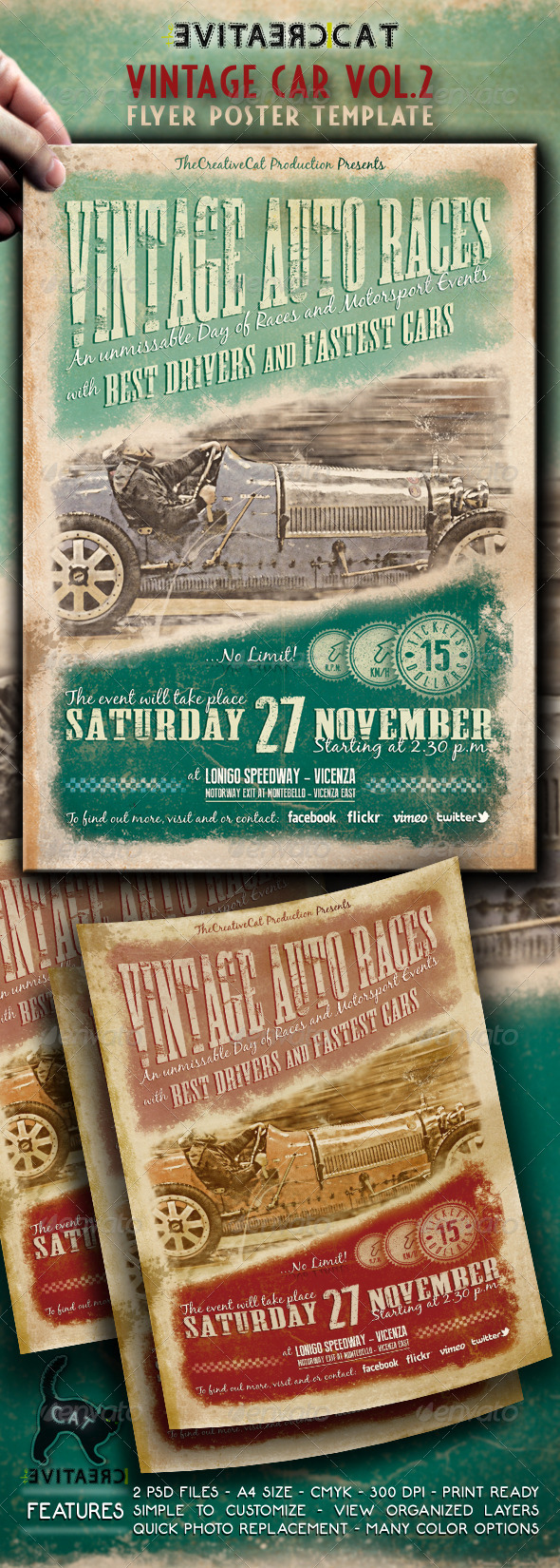 Vintage Car Flyer/Poster Vol.2 - Events Flyers