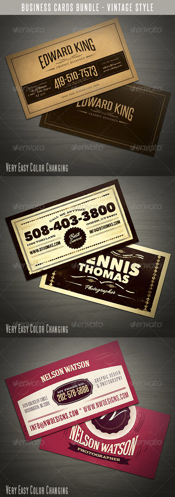 Vintage Business Cards Bundle - Retro/Vintage Business Cards