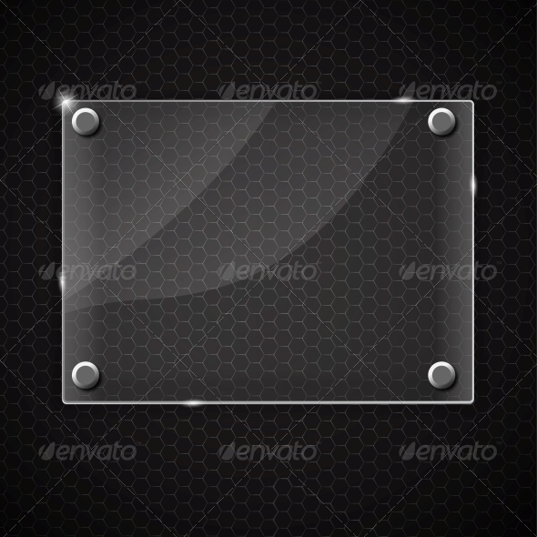 Glass Frame on Abstract Metal Background - Backgrounds Decorative