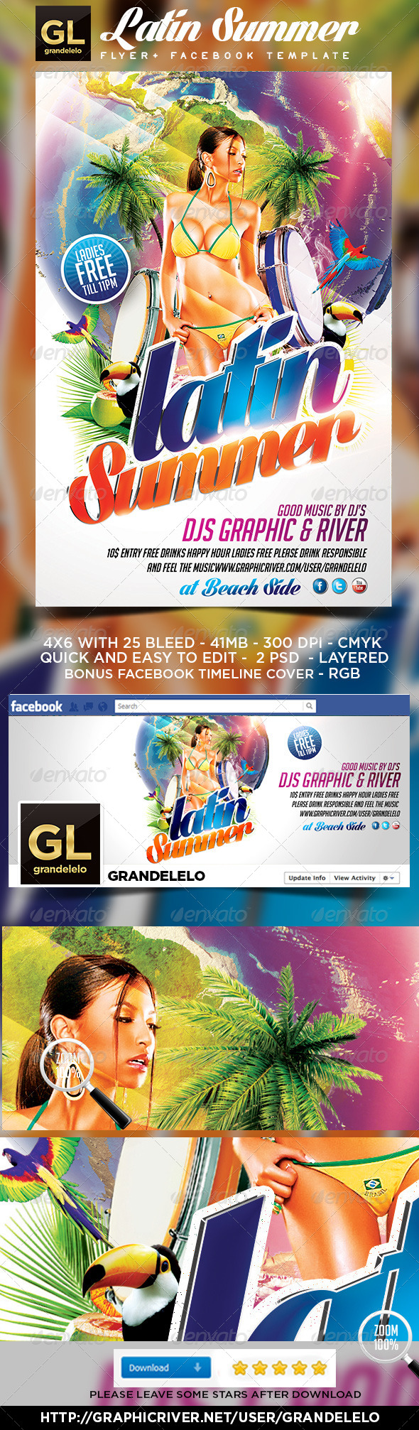 Latin Summer Party Flyer - Clubs & Parties Events