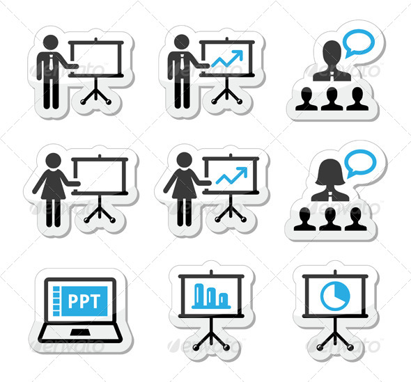 Business Presentation, Lecture, Speech Vector Icon - Concepts Business