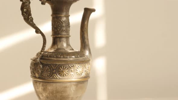 Hand made brass magic lamp style highly  detailed 4K 2160p UltraHD tilting footage - Slow tilt magic alt