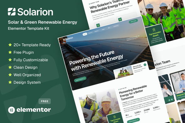 Solarion - Solar & Green Renewable Energy Elementor Template Kit