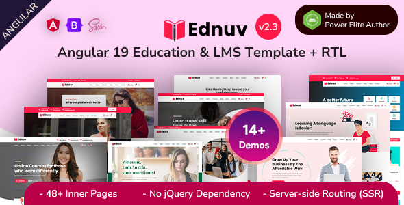 Ednuv - Angular 19+ Education LMS & Online Courses Template