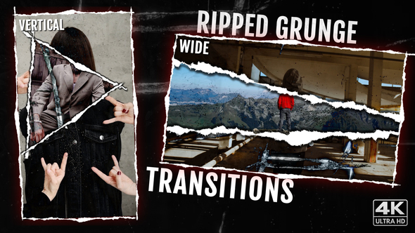 Ripped Grunge Transitions Premiere Pro template preview