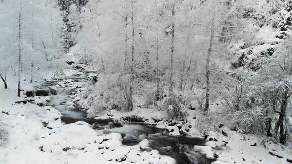 River In The Winter Snow Forest In The Mountains Stock Footage VideoHive