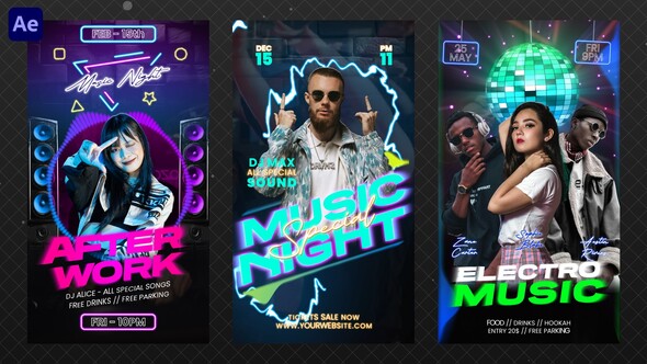 Night Club Party Reels Openers template preview