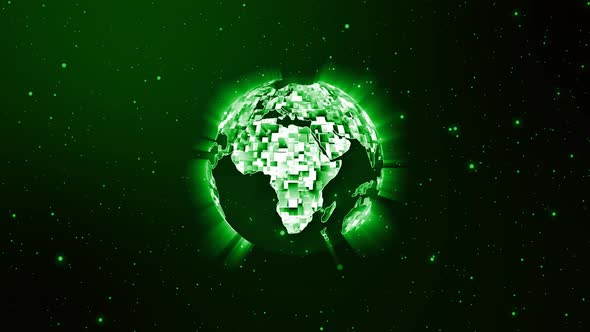 Glowing Technology Particle Earth Animated