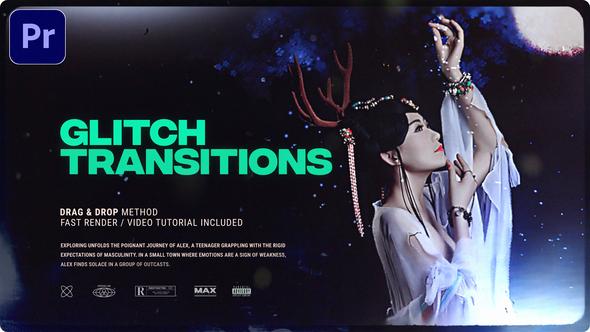 Glitch Transitions Premiere Pro template preview