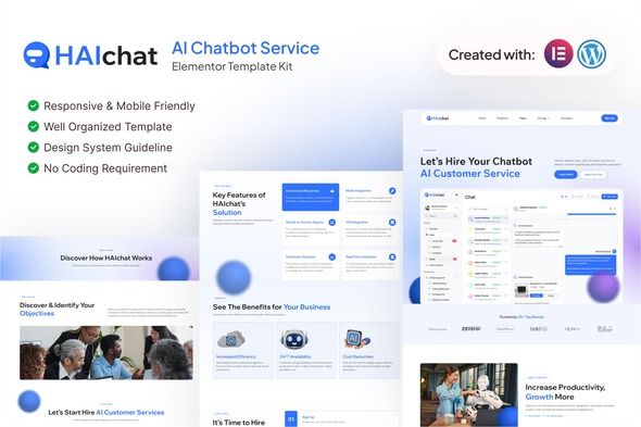 HAIchat - AI Chatbot Service Elementor Pro Template Kit