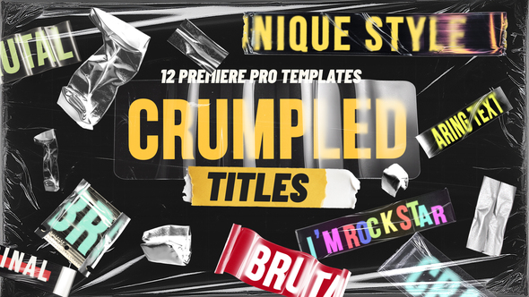 Crumpled Text Titles Premiere Pro template preview