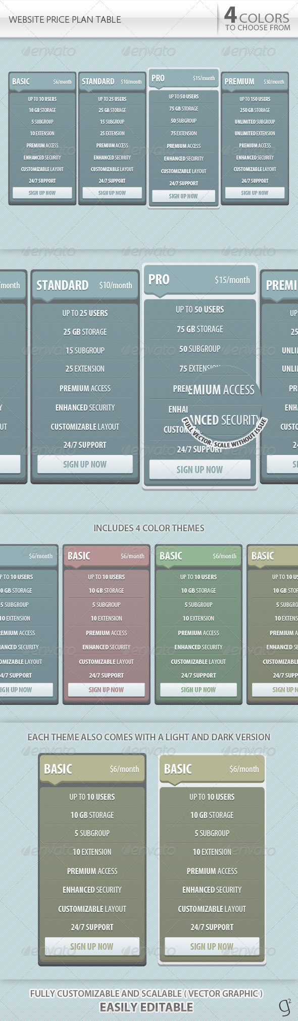 Website Price Plan Table - Tables Web Elements
