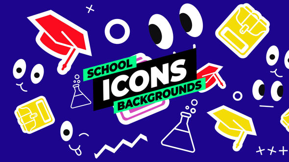 School Icons Backgrounds Elements template preview
