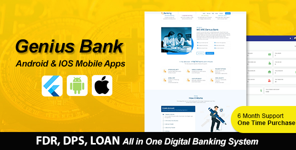 Genius Bank - Digital Banking System Flutter Mobile Apps for Android and IOS