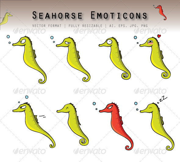 Seahorse Emoticons - Vectors