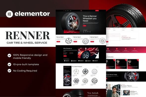 Renner - Car Tire & Wheel Service Elementor Template Kit