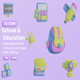 3D School And Education Elements 