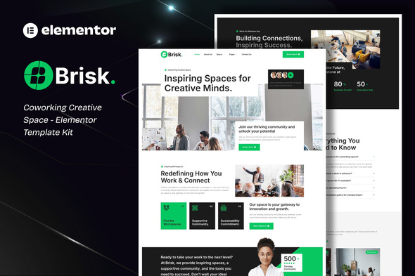 Brisk - Coworking Creative Space Elementor Template Kit