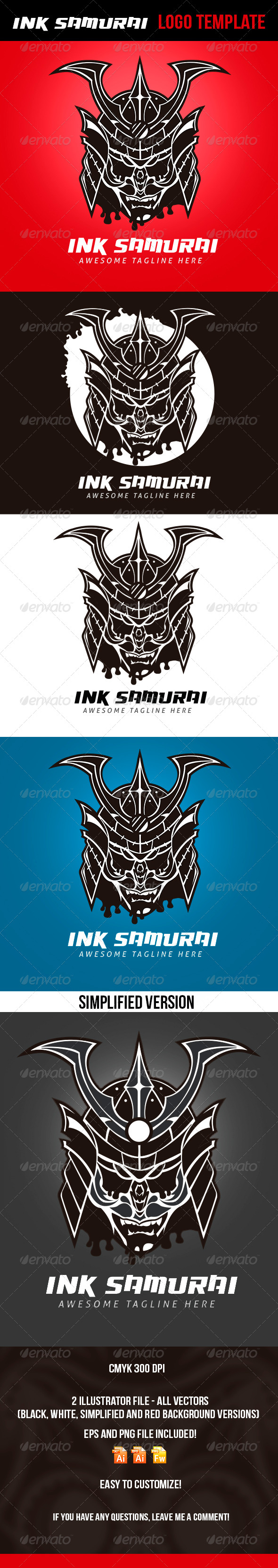 Ink Samurai Logo Template - Logo Templates