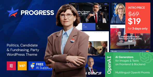 Progress – Politics, Candidate & Fundraising WordPress Theme