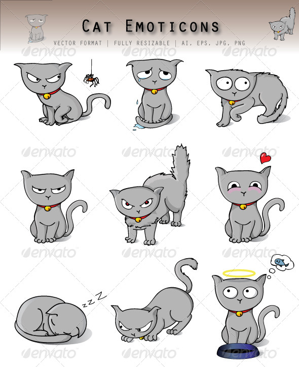 Cat Emoticons - Vectors