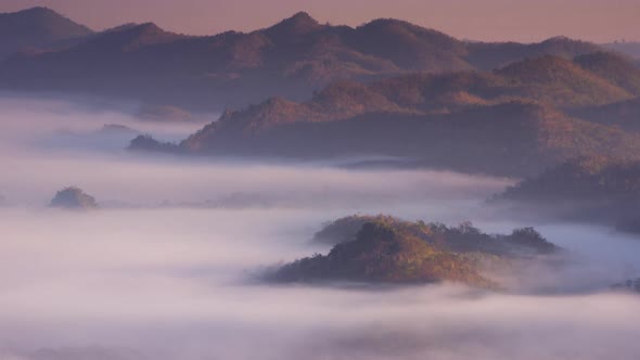 Aerial view Beautiful of morning scenery Golden light sunrise. alt