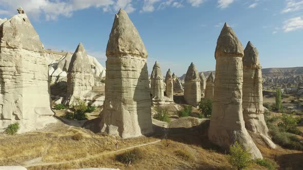 Volcanic Rock Formations Fairy Chimneys in Cappadocia, Turkey.