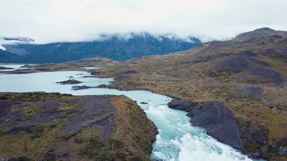 Salto Grande Waterfall In Torres Del Paine Park alt
