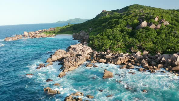 Aerial slider from Anse Marron over Pointe Camille to Grand l'Anse alt