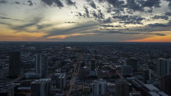 Sunset to Night Time Lapse of Fulton Market - Chicago - USA alt