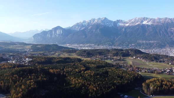 Tyroler capital of Austria, Innsbruck, wipp valley, and the alps, aerial alt