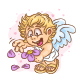 Cartoon Cupid and Flower. 