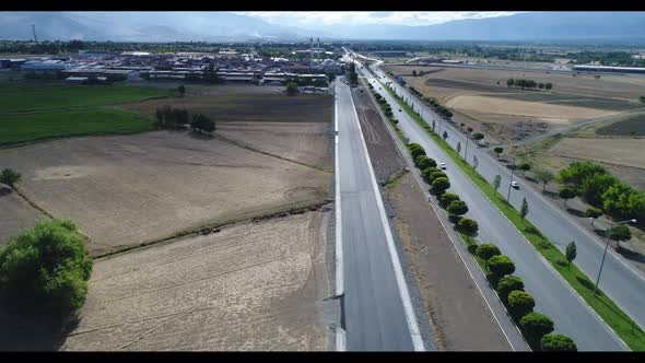 Car Highway in the Green Area of the Suburbs