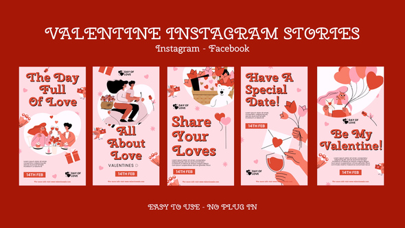 Valentine Day Instagram Stories Openers template preview