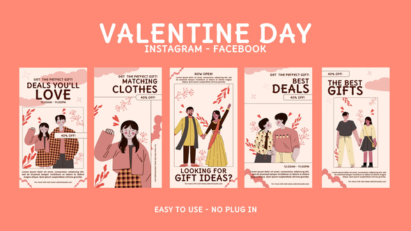 Valentine Day Celebration Instagram Stories Openers template preview