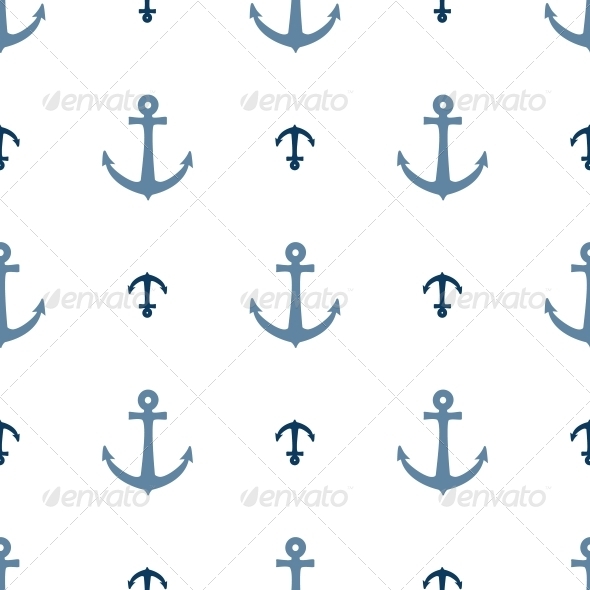 Seamless Vector Pattern with Anchors - Patterns Decorative