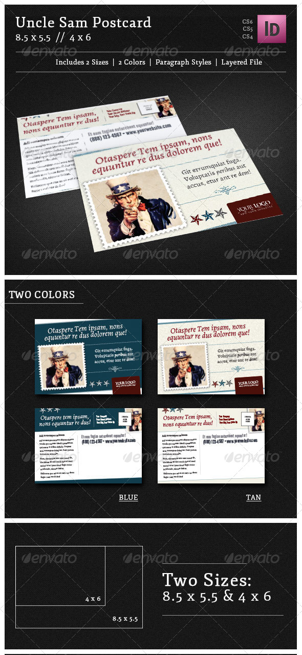 Uncle Sam Postcard - Miscellaneous Print Templates