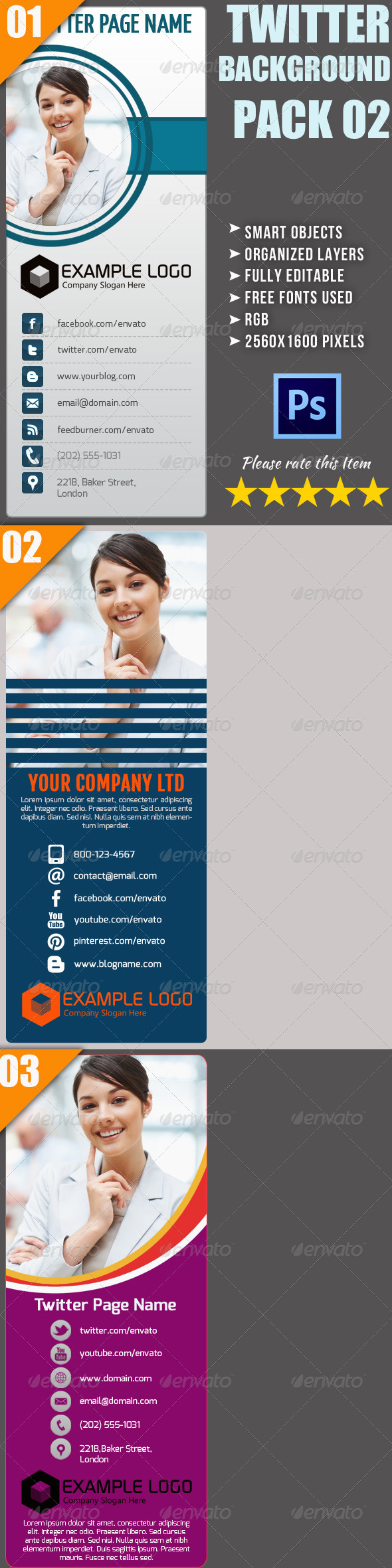 Corporate Twitter Background Bundle 02 - Twitter Social Media