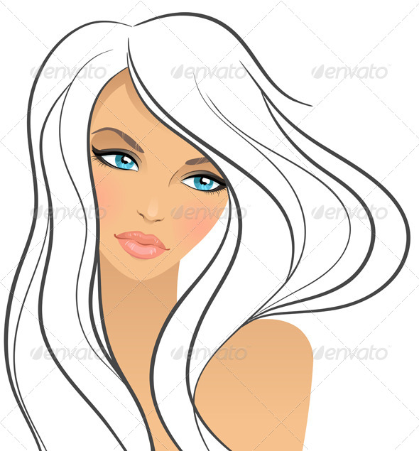 Girl in Fashion Style on White - People Characters