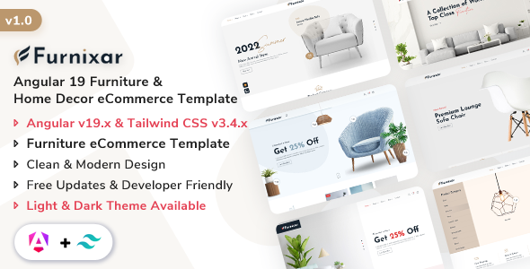 Furnixar - Angular 19 Furniture & Home Decor eCommerce Template