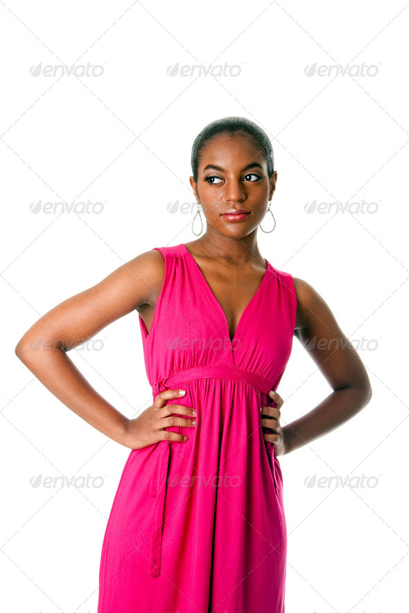 African business woman in dress - Stock Photo - Images