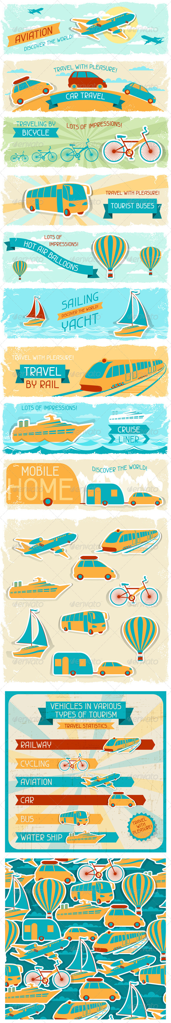 Set of Tourist Designs in Retro Style. - Travel Conceptual