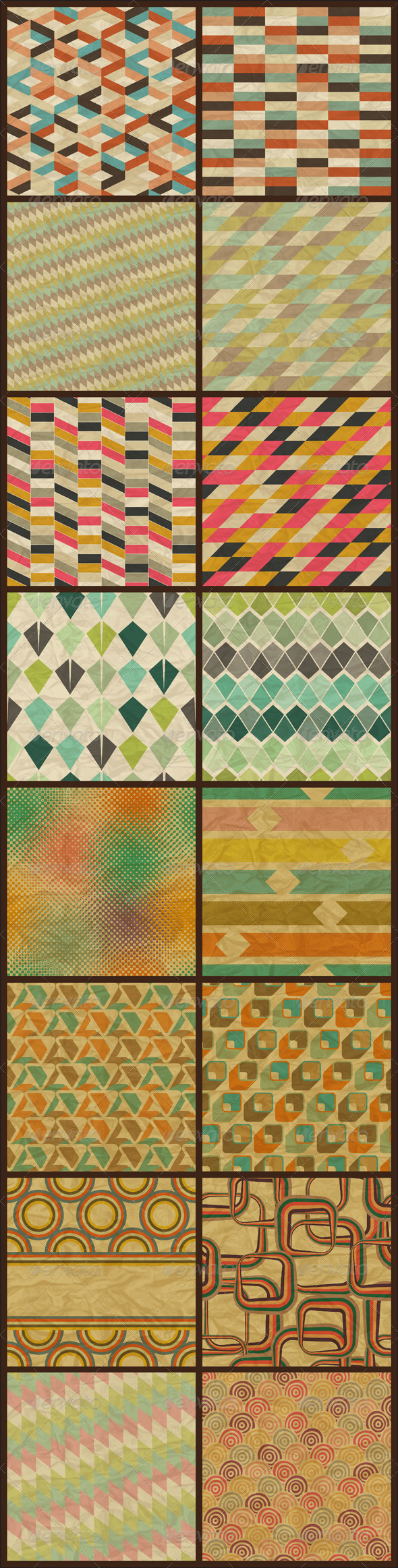 16 Seamless Retro Geometric Patterns. - Patterns Decorative