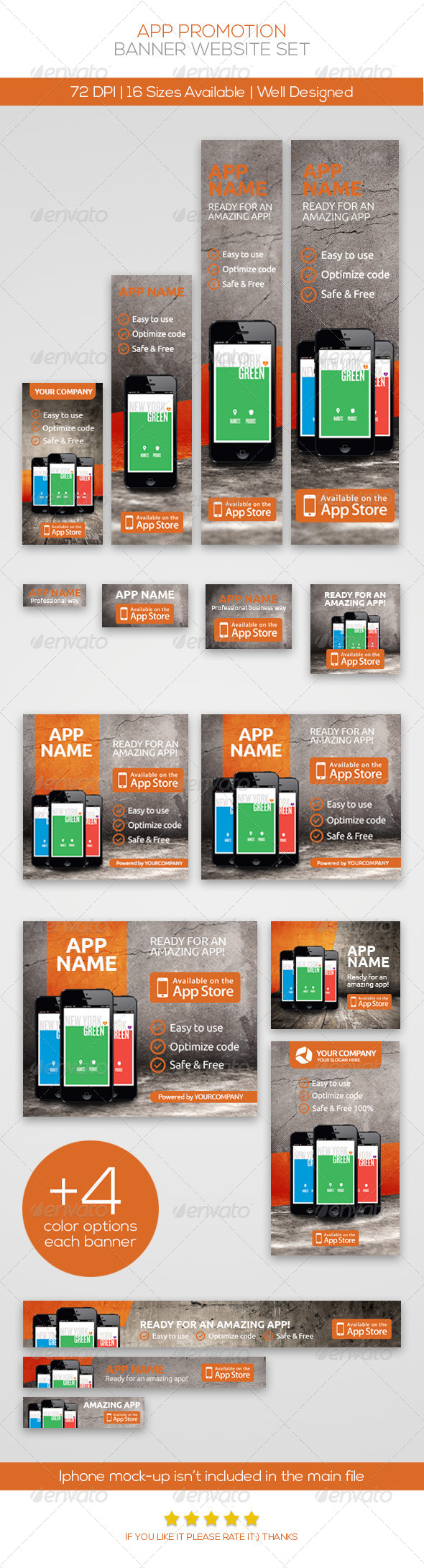 App Promotion Web Banner Set - Banners & Ads Web Elements